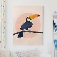 Bilderwelten Leinwandbild Tiere - Hochformat Illustration Vogel Tukan Malerei Pastell