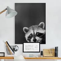 Bilderwelten Leinwandbild Tiere - Hochformat Illustration Waschbär Schwarz Weiß Malerei
