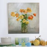 Bilderwelten Leinwandbild Blumen - Quadrat Mohnblumen in einer Vase