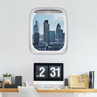 Klebefieber 3D Wandtattoo Fenster Flugzeug London Skyline