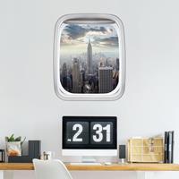 Klebefieber 3D Wandtattoo Fenster Flugzeug Sonnenaufgang in New York