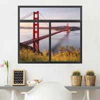 Klebefieber 3D Wandtattoo Fenster Schwarz Golden Gate Bridge in San Francisco
