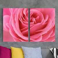 Bilderwelten 2-teiliges Leinwandbild Blumen - Querformat Lustful Pink Rose