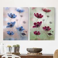 Bilderwelten 2-teiliges Leinwandbild Blumen - Hochformat Kosmeen Mix