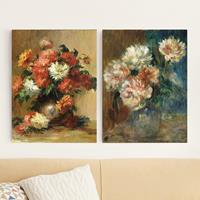 Bilderwelten 2-teiliges Leinwandbild Blumen - Hochformat Auguste Renoir - Blumenvasen