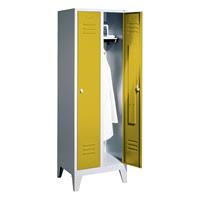 C+P Garderobenschrank "S 2000 Classic", Abteilbreite 30 cm mit 15 cm hohen Füßen, Sonnengelb (RDS 080 80 60), 185x61x50 cm/ 2 Abteile