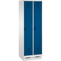 C+P Garderobekast/locker S 3000 Evolo, vakbreedte 30 cm, met sokkel, Gentiaanblauw (RAL 5010), 180x60x50 cm/ 2 vakken