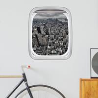 Klebefieber 3D Wandtattoo Fenster Flugzeug Blick über Manhattan