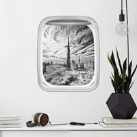 Klebefieber 3D Wandtattoo Fenster Flugzeug Dubai Super Skyline