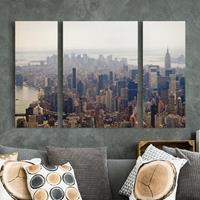 Bilderwelten 3-teiliges Leinwandbild Architektur & Skyline - Querformat Der Morgen in New York