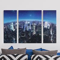 Bilderwelten 3-teiliges Leinwandbild Architektur & Skyline - Querformat Illuminated New York