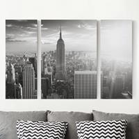 Bilderwelten 3-teiliges Leinwandbild Architektur & Skyline - Querformat Manhattan Skyline