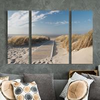 Bilderwelten 3-teiliges Leinwandbild Strand - Querformat Ostsee Strand