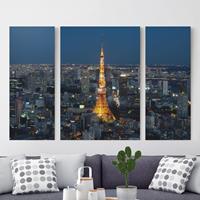 Bilderwelten 3-teiliges Leinwandbild Architektur & Skyline - Querformat Tokyo Tower