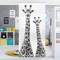 Bilderwelten Raumteiler Portrait zweier Giraffen in Schwarz Weiß