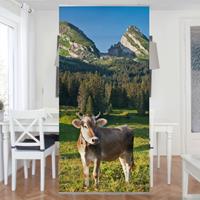 Bilderwelten Raumteiler Tiere Schweizer Almwiese mit Kuh
