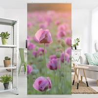 Bilderwelten Raumteiler Blumen Violette Schlafmohn Blumenwiese im Frühling