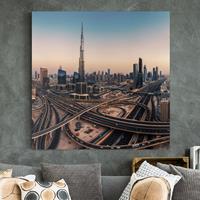 Klebefieber Leinwandbild Architektur & Skyline Abendstimmung in Dubai