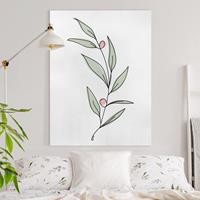 Bilderwelten Leinwandbild Blumen - Hochformat Zweig mit Beeren Line Art