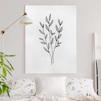 Bilderwelten Leinwandbild Blumen - Hochformat Zweige Line Art