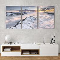 Bilderwelten 3-teiliges Leinwandbild Berg - Querformat Blick über Wolken und Berge
