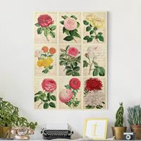 Bilderwelten Leinwandbild Blumen - Hochformat Vintage Blumen Collage