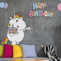 Bilderwelten Wandtattoo Kinderzimmer Pummeleinhorn - Happy Birthday