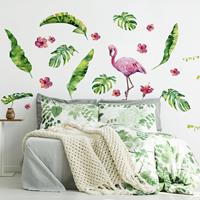 Bilderwelten Wandtattoo Kinderzimmer Dschungel Flamingo Blätter Set