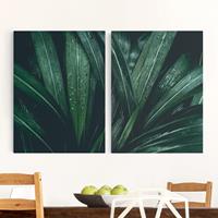 Bilderwelten 2-teiliges Leinwandbild Botanik Grüne Palmenblätter