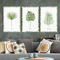 Bilderwelten 3-teiliges Leinwandbild Botanik - Hochformat Palmen Blätter Set