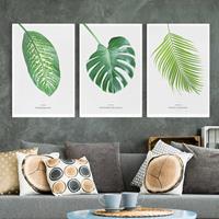 Bilderwelten 3-teiliges Leinwandbild Botanik - Hochformat Tropische Blätter