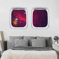 Bilderwelten Wandtattoo Kinderzimmer Doppelfenster Flugzeug Farbenfrohe Galaxie