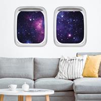 Bilderwelten Wandtattoo Kinderzimmer Doppelfenster Flugzeug Galaxie