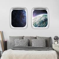 Bilderwelten Wandtattoo Kinderzimmer Doppelfenster Flugzeug Galaxy Light