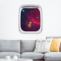 Bilderwelten Wandtattoo Kinderzimmer Fenster Flugzeug Farbenfrohe Galaxie