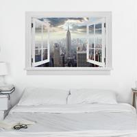 Bilderwelten 3D Wandtattoo Offenes Fenster Sonnenaufgang in New York