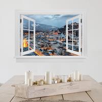 Bilderwelten 3D Wandtattoo Offenes Fenster Verschneites Salzburg