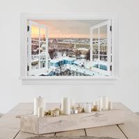 Bilderwelten 3D Wandtattoo Offenes Fenster Winter in St. Petersburg