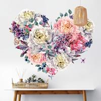 Bilderwelten Wandtattoo Aquarell Herz Blüten Bouquet XXL