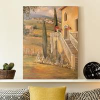 Bilderwelten Leinwandbild Architektur & Skyline - Hochformat Italienische Landschaft - Haustreppe