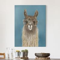 Bilderwelten Leinwandbild Tiere - Hochformat Lama mit Brille III