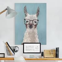 Bilderwelten Leinwandbild Tiere - Hochformat Lama mit Brille II