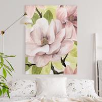 Bilderwelten Leinwandbild Blumen - Hochformat Magnolie errötet I