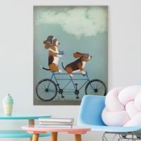 Bilderwelten Leinwandbild Kinderzimmer - Hochformat Radtour - Bassets Tandem