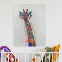 Bilderwelten Leinwandbild Kinderzimmer - Hochformat Regenbogen Splash Giraffe