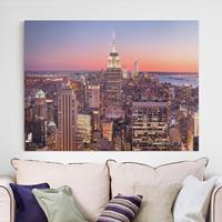 Bilderwelten Leinwandbild Architektur & Skyline - Querformat Sonnenuntergang Manhattan New York City