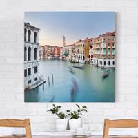 Bilderwelten Leinwandbild Architektur & Skyline - Quadrat Canale Grande Blick von der Rialtobrücke Venedig