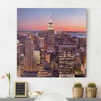 Bilderwelten Leinwandbild Architektur & Skyline - Quadrat Sonnenuntergang Manhattan New York City
