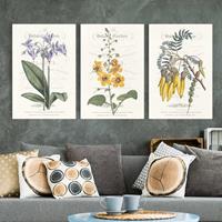 Bilderwelten 3-teiliges Leinwandbild Botanik - Hochformat Botanisches Tableau Set I