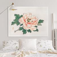 Bilderwelten Leinwandbild Asiatische Vintage Zeichnung Rosa Chrysantheme